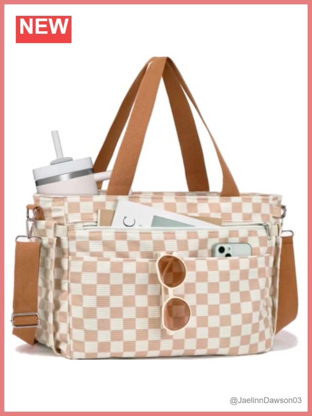 Corduroy Tote Bag Laptop Work Travel Handbag 17 Pockets Detachable Strap